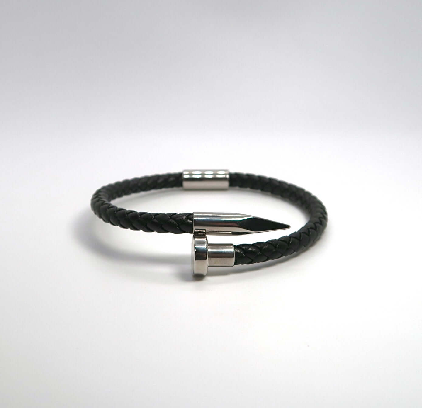 Minimalist Nailhead Braided Leather Cord Bracelet - DXbracelet