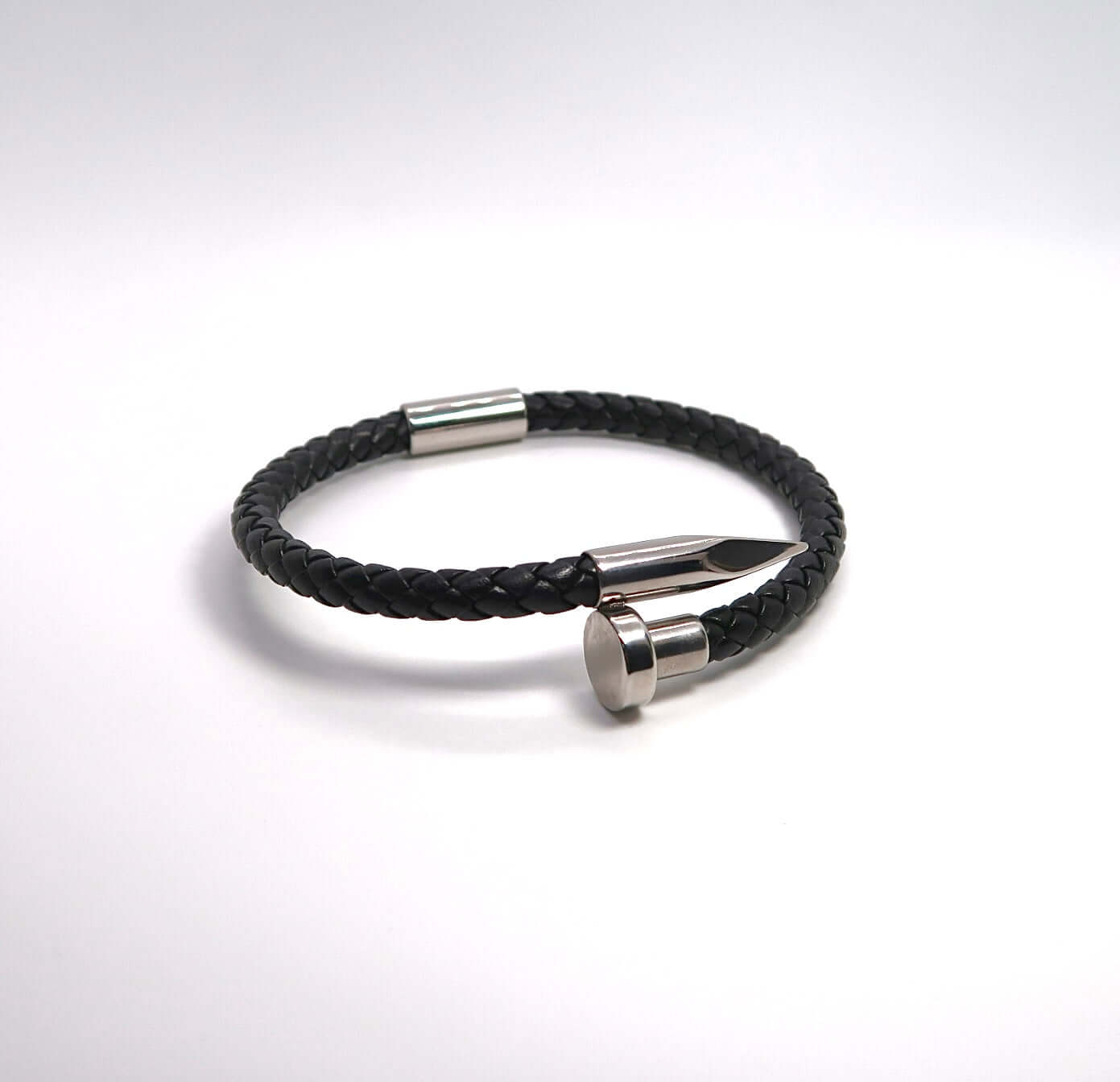 Minimalist Nailhead Braided Leather Cord Bracelet - DXbracelet