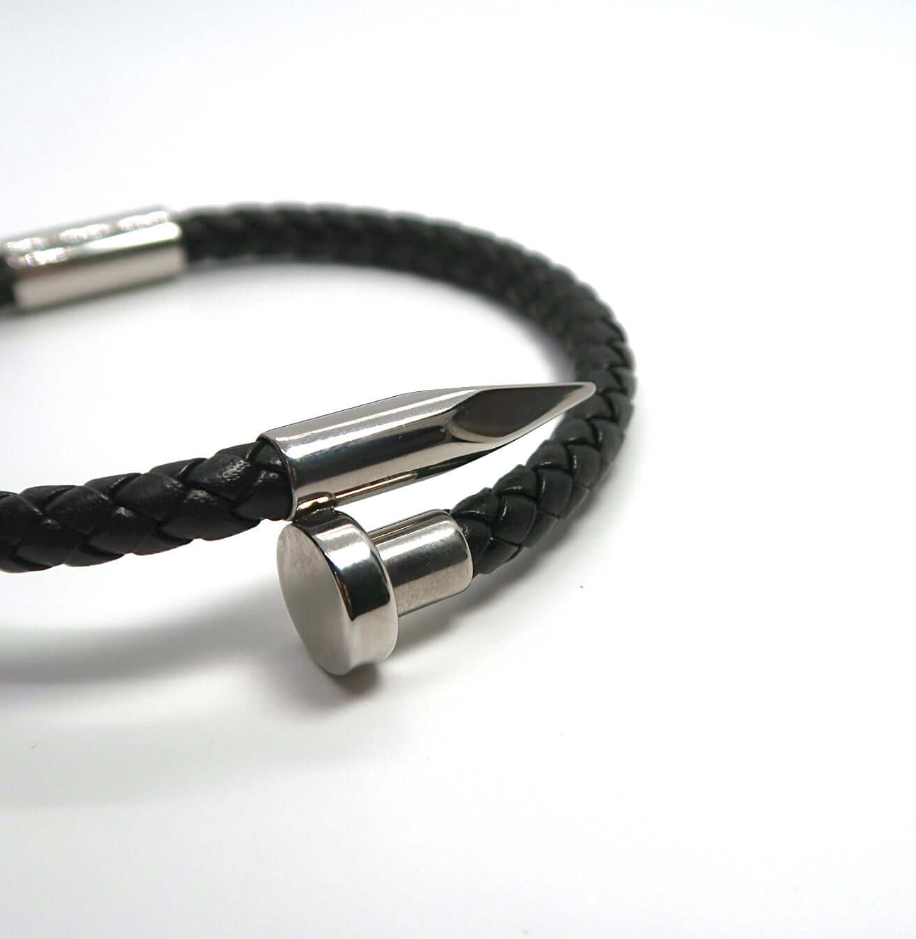 Minimalist Nailhead Braided Leather Cord Bracelet - DXbracelet