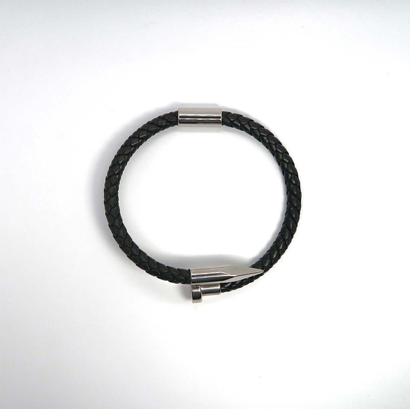 Minimalist Nailhead Braided Leather Cord Bracelet - DXbracelet