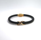 New 4-Color Cross Knot Leather Cord Bracelet w/ Copper Zircon Clasp - DXbracelet