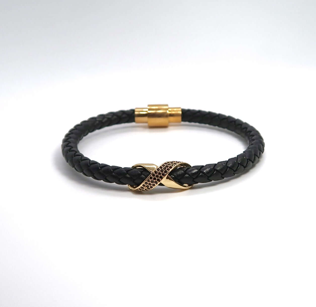 New 4-Color Cross Knot Leather Cord Bracelet w/ Copper Zircon Clasp - DXbracelet