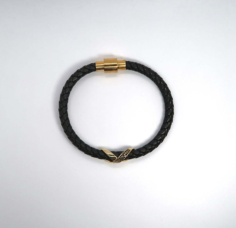 New 4-Color Cross Knot Leather Cord Bracelet w/ Copper Zircon Clasp - DXbracelet