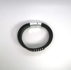 Men's Stacked Leather & Alloy Magnetic Clasp Cuff Bracelet - DXbracelet