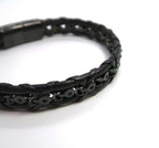 Minimalist Punk Braided Chain & Leather Bracelet - DXbracelet