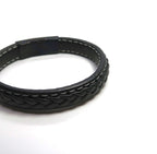 Minimalist Single-Layer Hand Braided Leather Cuff w/ Magnetic Clasp - DXbracelet