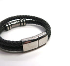 Vintage Symbol-Adorned Double Loop Handwoven Leather Cuff - DXbracelet