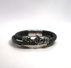 Nautical Stacked Braided Leather Cuff w/ Anchor Charm - DXbracelet