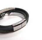 Nautical Stacked Braided Leather Cuff w/ Anchor Charm - DXbracelet