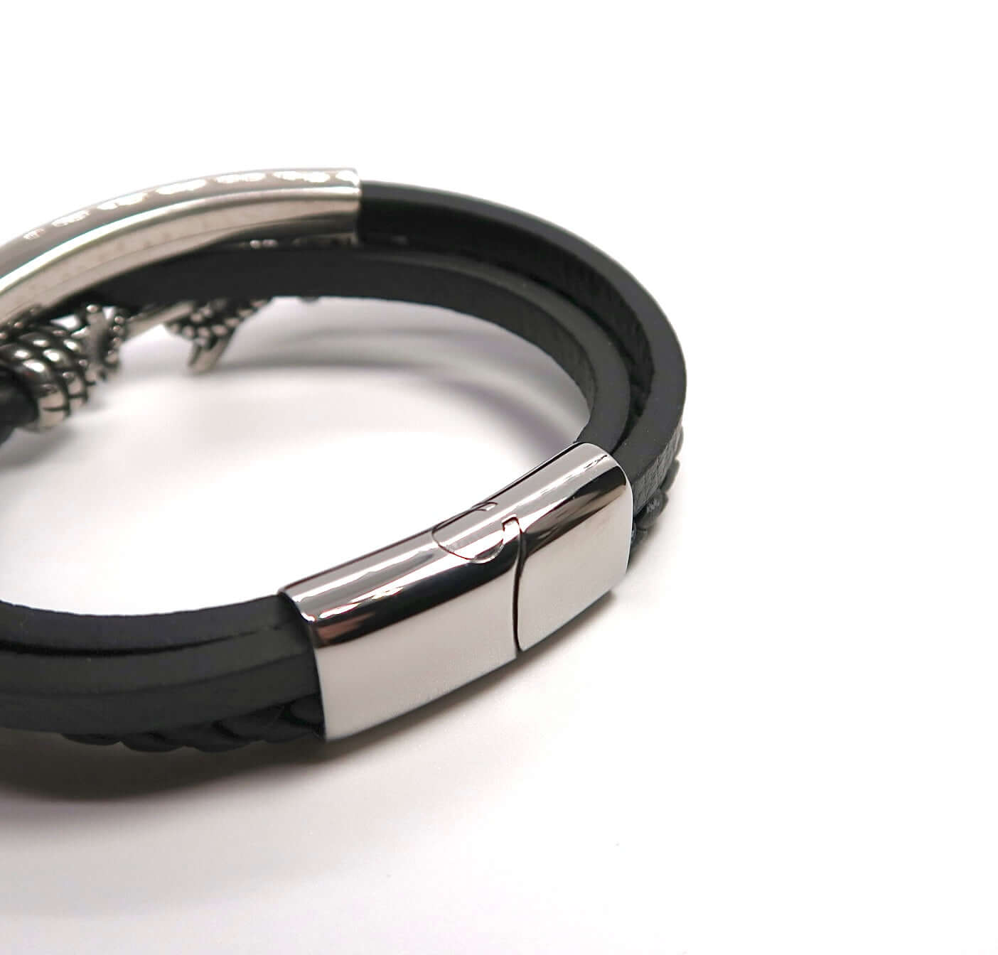 Nautical Stacked Braided Leather Cuff w/ Anchor Charm - DXbracelet