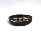 Versatile Stacked Laser-Etched Magnetic Leather Bracelet - DXbracelet