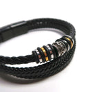 Versatile Stacked Laser-Etched Magnetic Leather Bracelet - DXbracelet