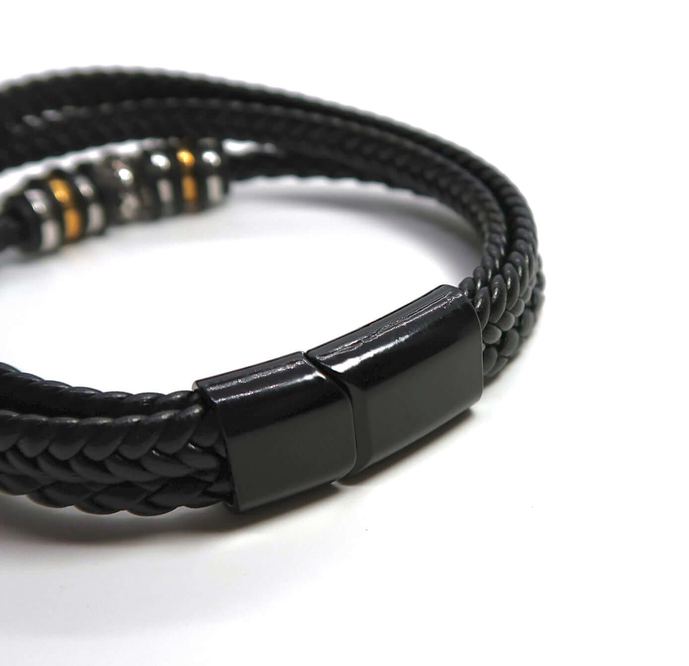 Versatile Stacked Laser-Etched Magnetic Leather Bracelet - DXbracelet