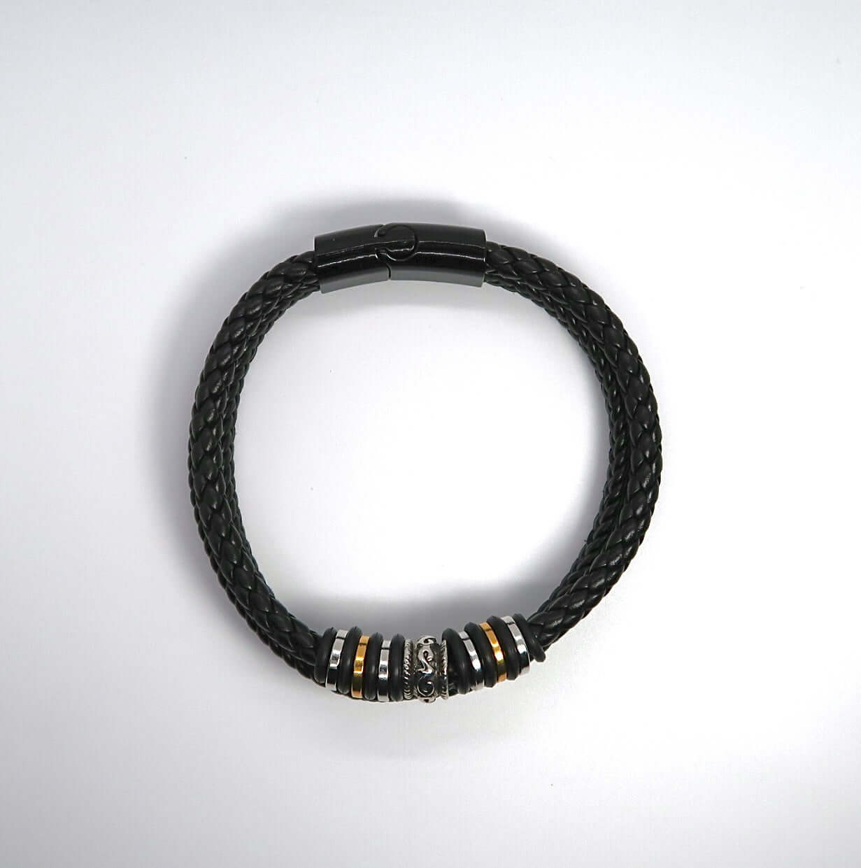 Versatile Stacked Laser-Etched Magnetic Leather Bracelet - DXbracelet