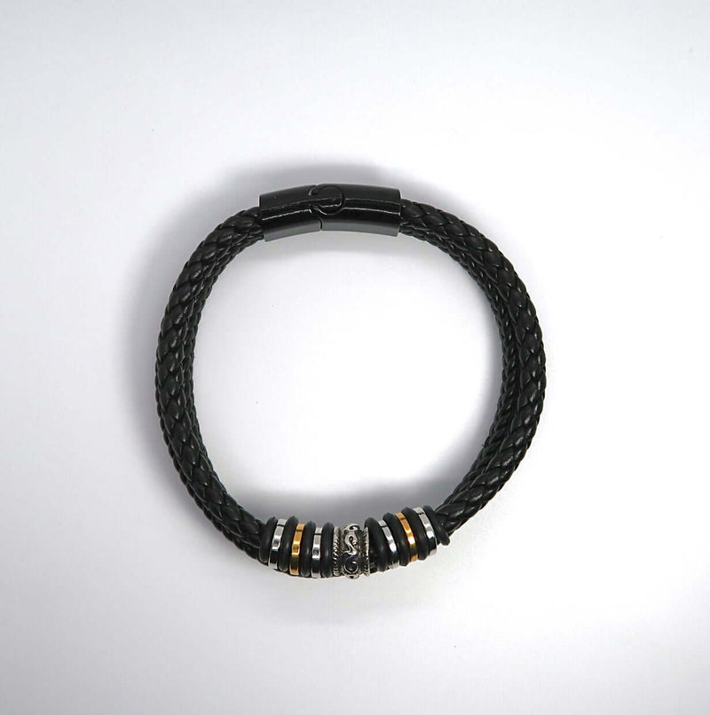 Versatile Stacked Laser-Etched Magnetic Leather Bracelet - DXbracelet