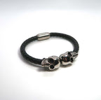 Men's Gothic Skull Braided Leather & Titanium Steel Cuff - DXbracelet