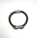 Men's Gothic Skull Braided Leather & Titanium Steel Cuff - DXbracelet