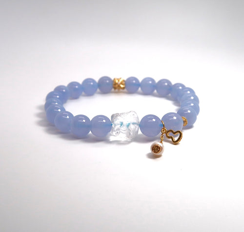 Pulsera de plata de ley con ágata azul