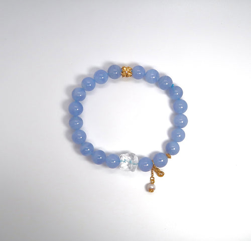 Pulsera de plata de ley con ágata azul