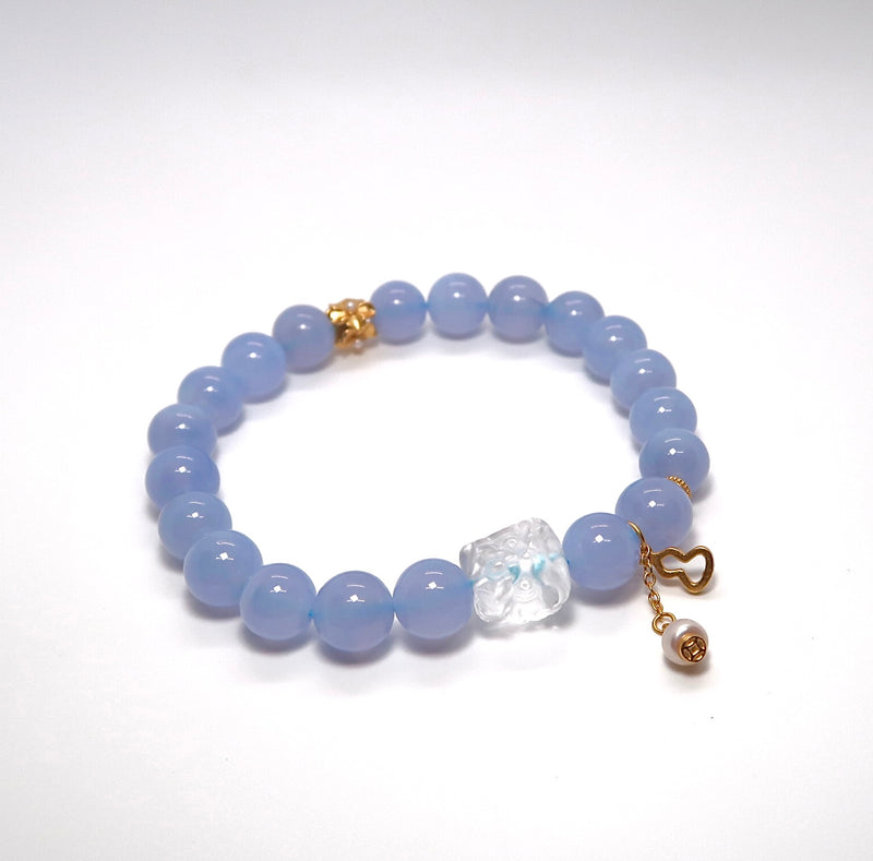 Blue Agate Sterling Silver Bracelet - DXbracelet