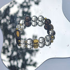 Matching Couple Bracelets in Natural White Crystal and Ebony with Gold Accents - DXbracelet