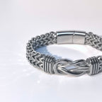 Punk style double row chain titanium steel men's cuffs - DXbracelet