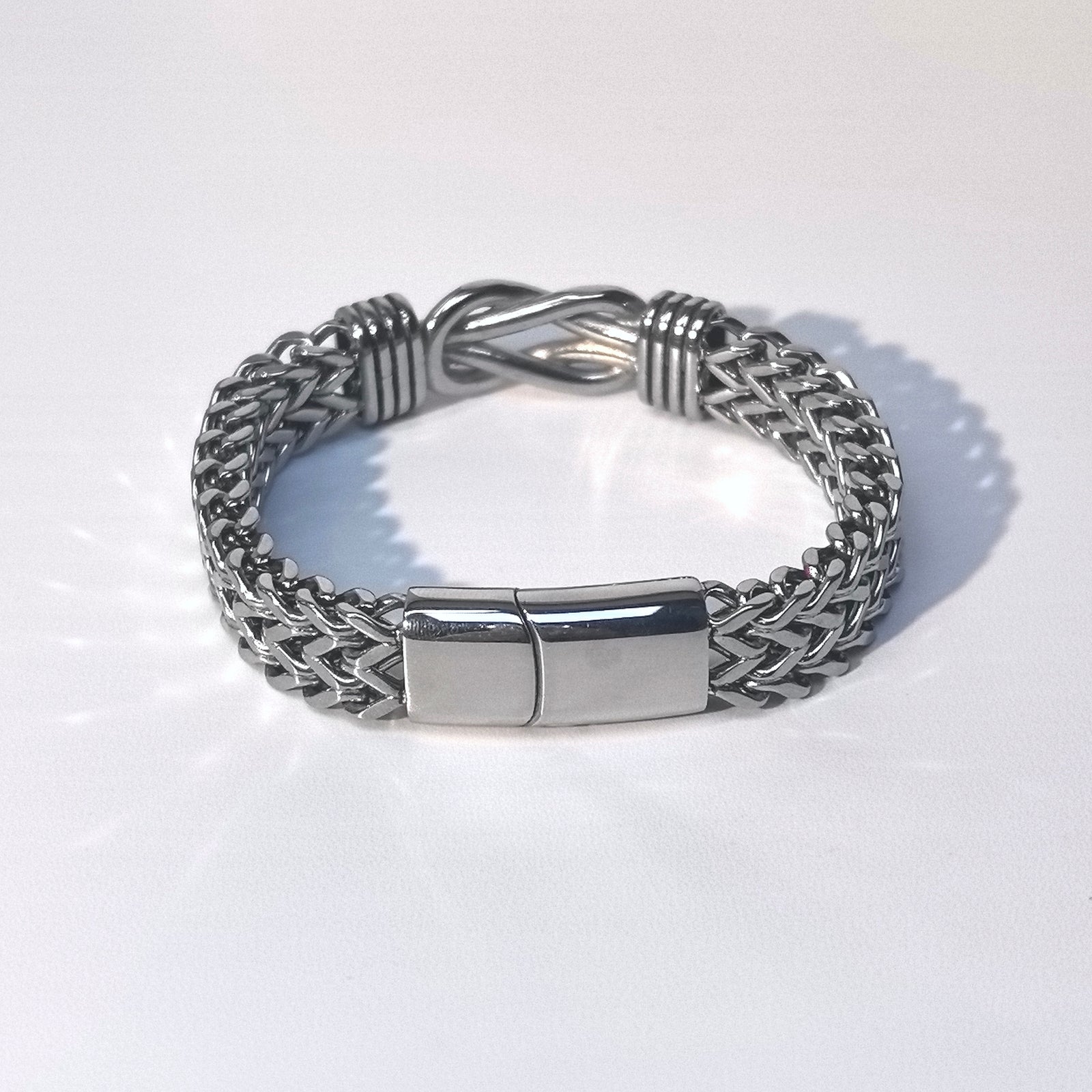 Punk style double row chain titanium steel men's cuffs - DXbracelet