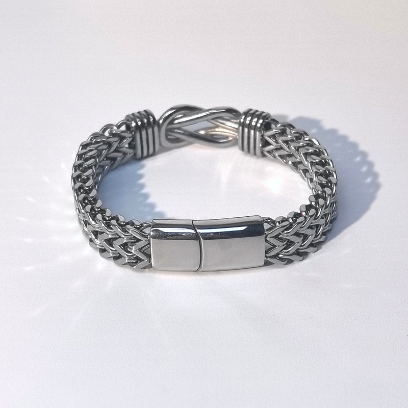 Punk style double row chain titanium steel men's cuffs - DXbracelet