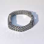 Punk style double row chain titanium steel men's cuffs - DXbracelet