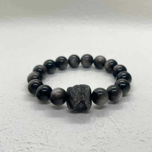 Lion Head Obsidian Bracelet