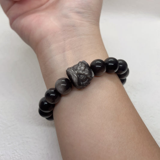 Lion Head Obsidian Bracelet