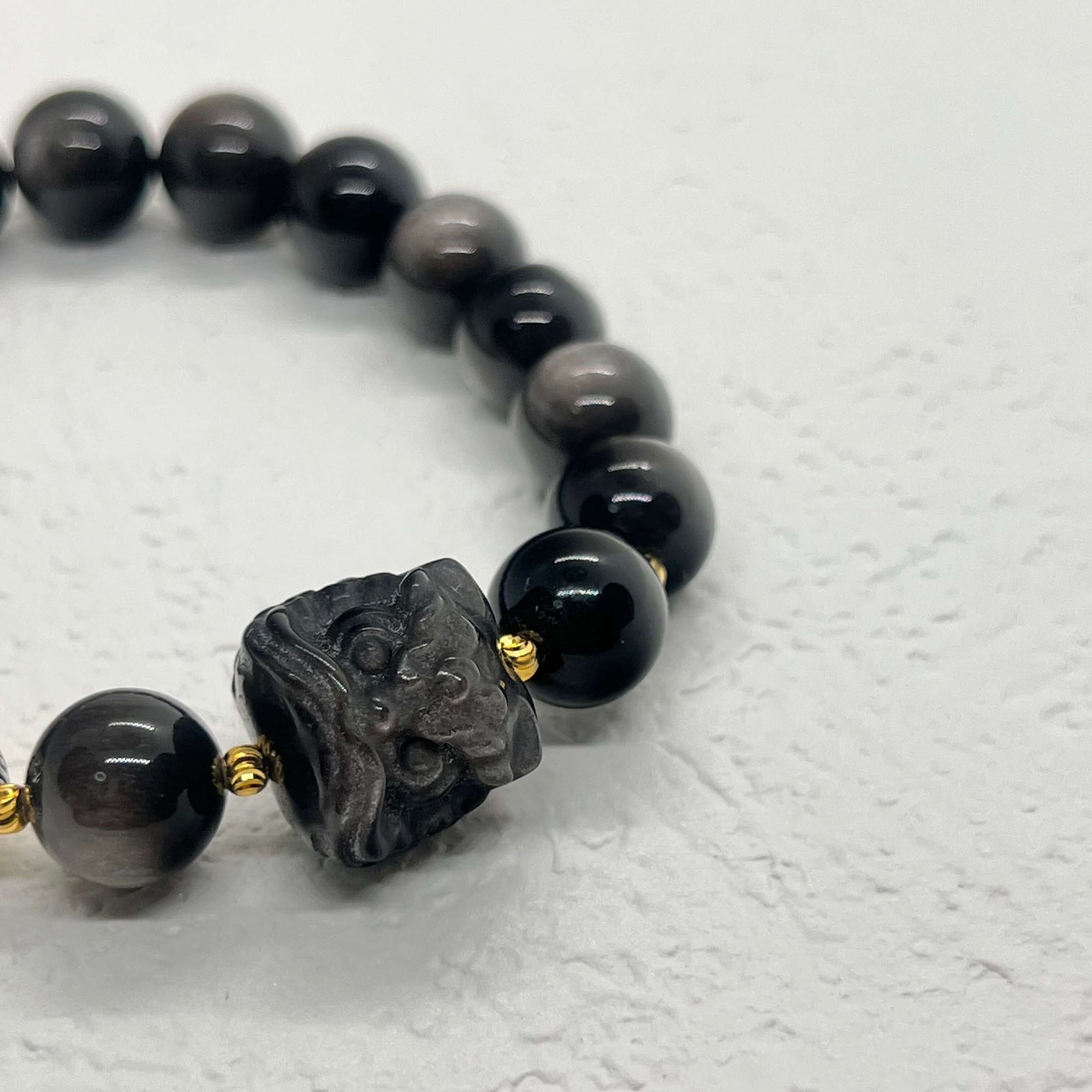 Lion Head Black Onyx Silver Bracelet - DXbracelet