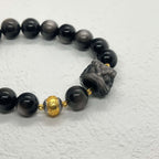 Lion Head Black Onyx Silver Bracelet - DXbracelet