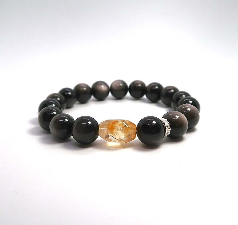 Solar Cat's Eye and Lunar Obsidian Couple's Set - DXbracelet