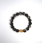 Solar Cat's Eye and Lunar Obsidian Couple's Set - DXbracelet