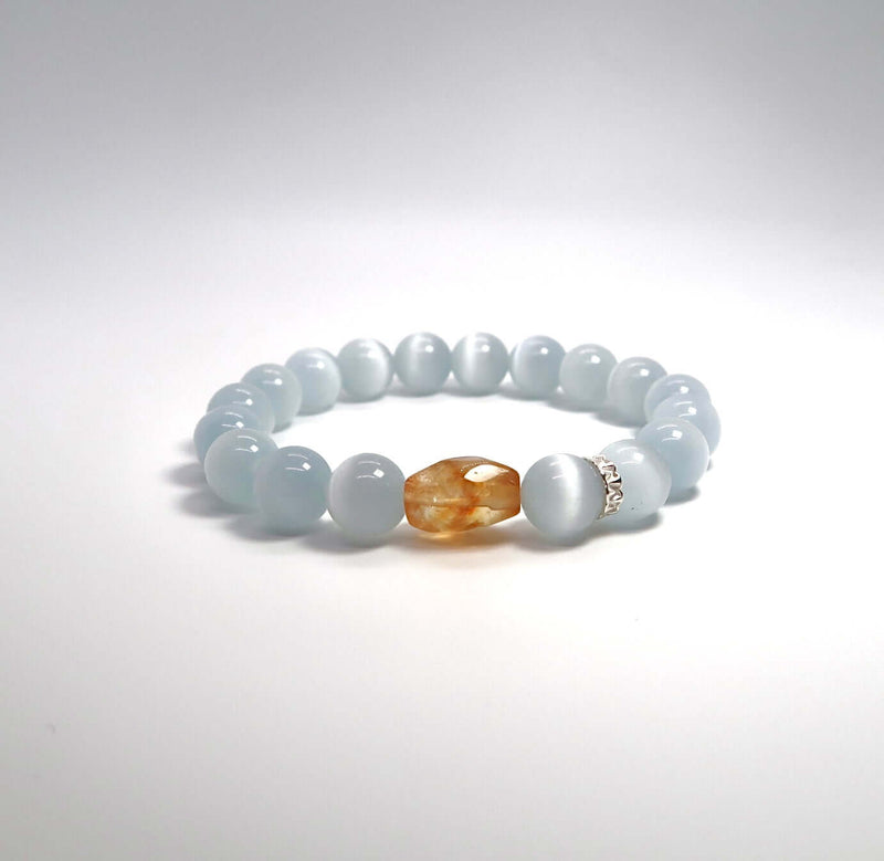 Solar Cat's Eye and Lunar Obsidian Couple's Set - DXbracelet