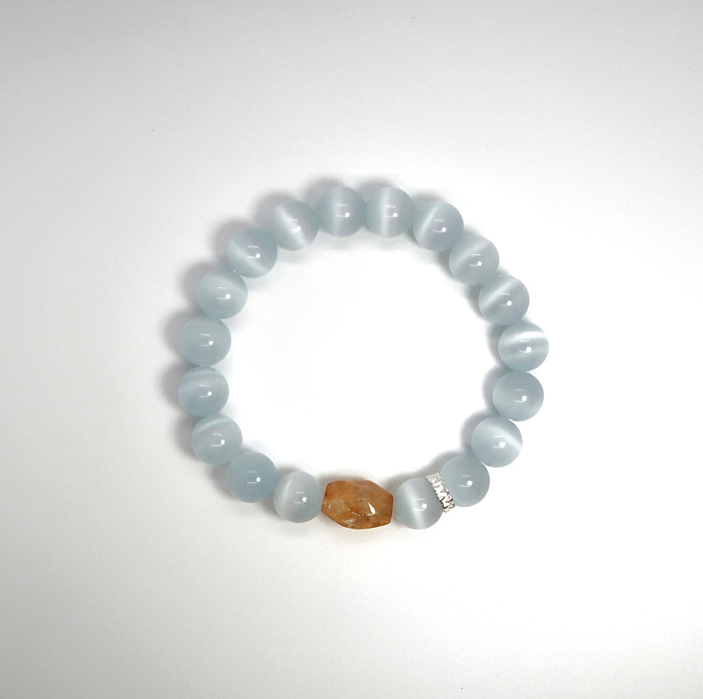 Solar Cat's Eye and Lunar Obsidian Couple's Set - DXbracelet