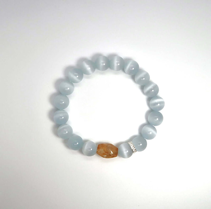 Solar Cat's Eye and Lunar Obsidian Couple's Set - DXbracelet