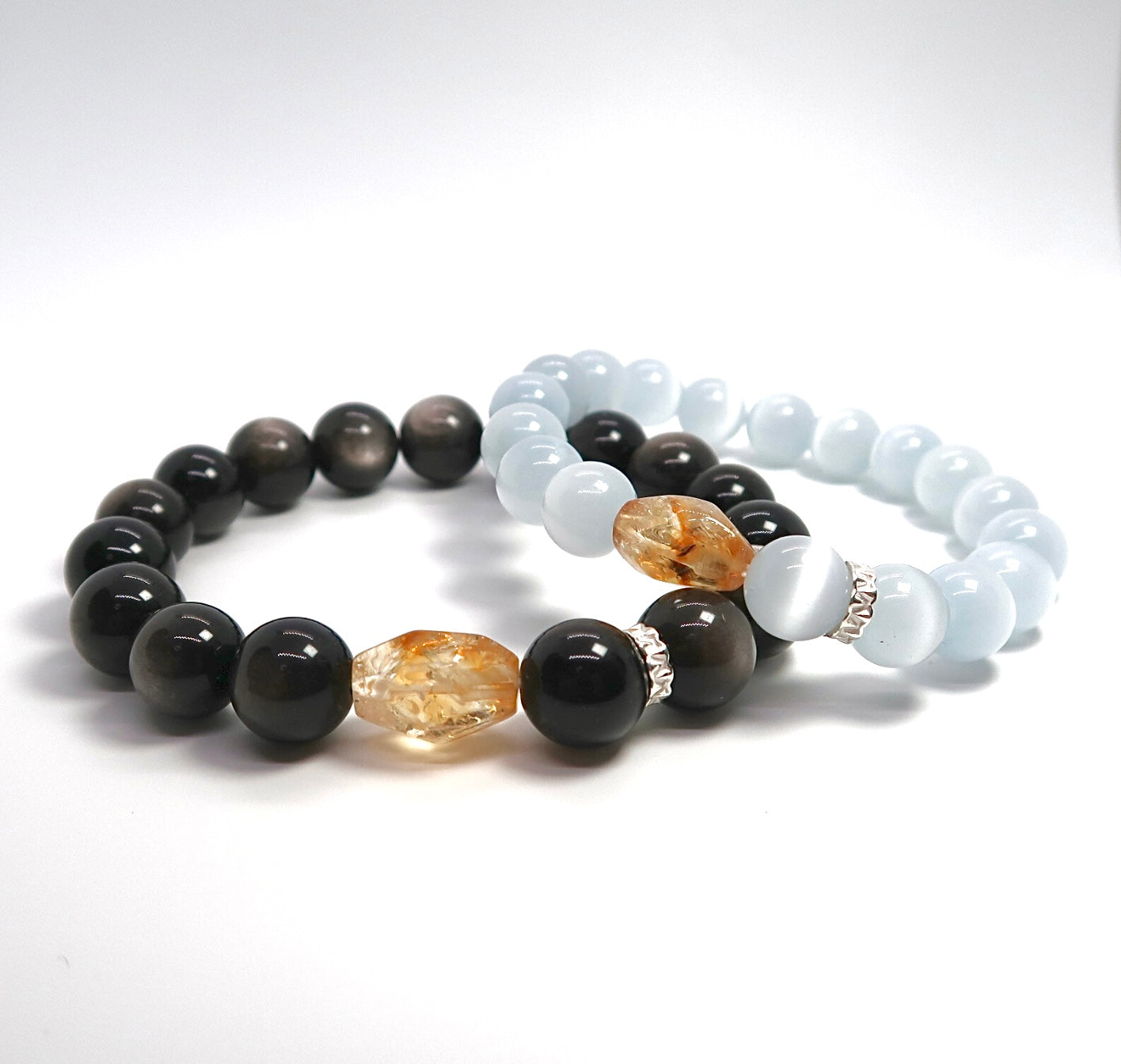 Solar Cat's Eye and Lunar Obsidian Couple's Set