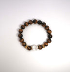 Tiger's Eye and Lion Couple Bracelets with Gold Plated Silver Coils - DXbracelet