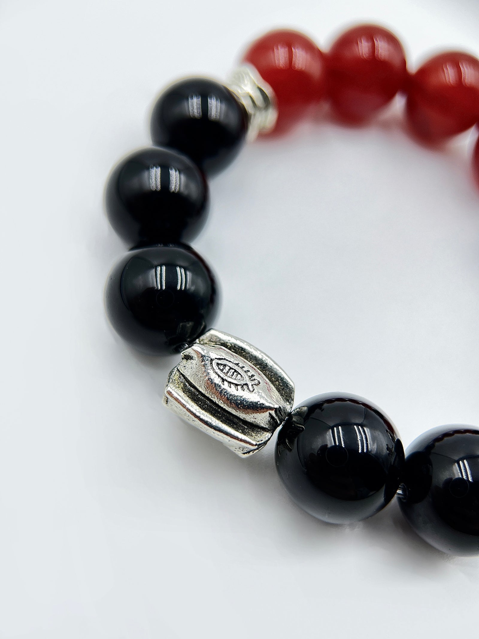Bracelet à perles papillon en argent pour homme | Onyx Agate