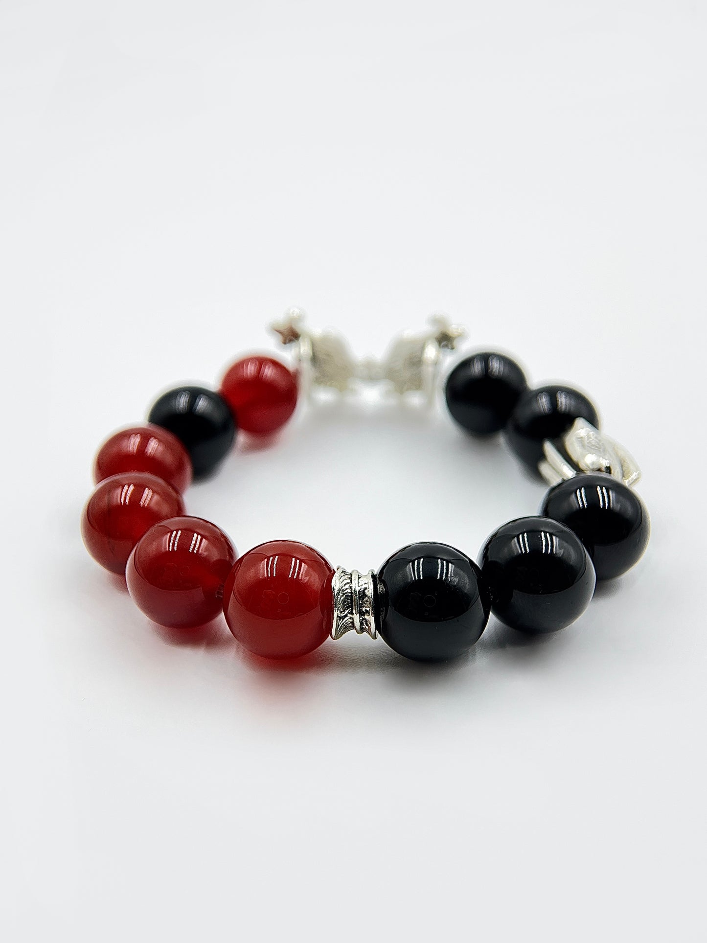 Bracciale da uomo con perline e farfalla in argento | Agata onice