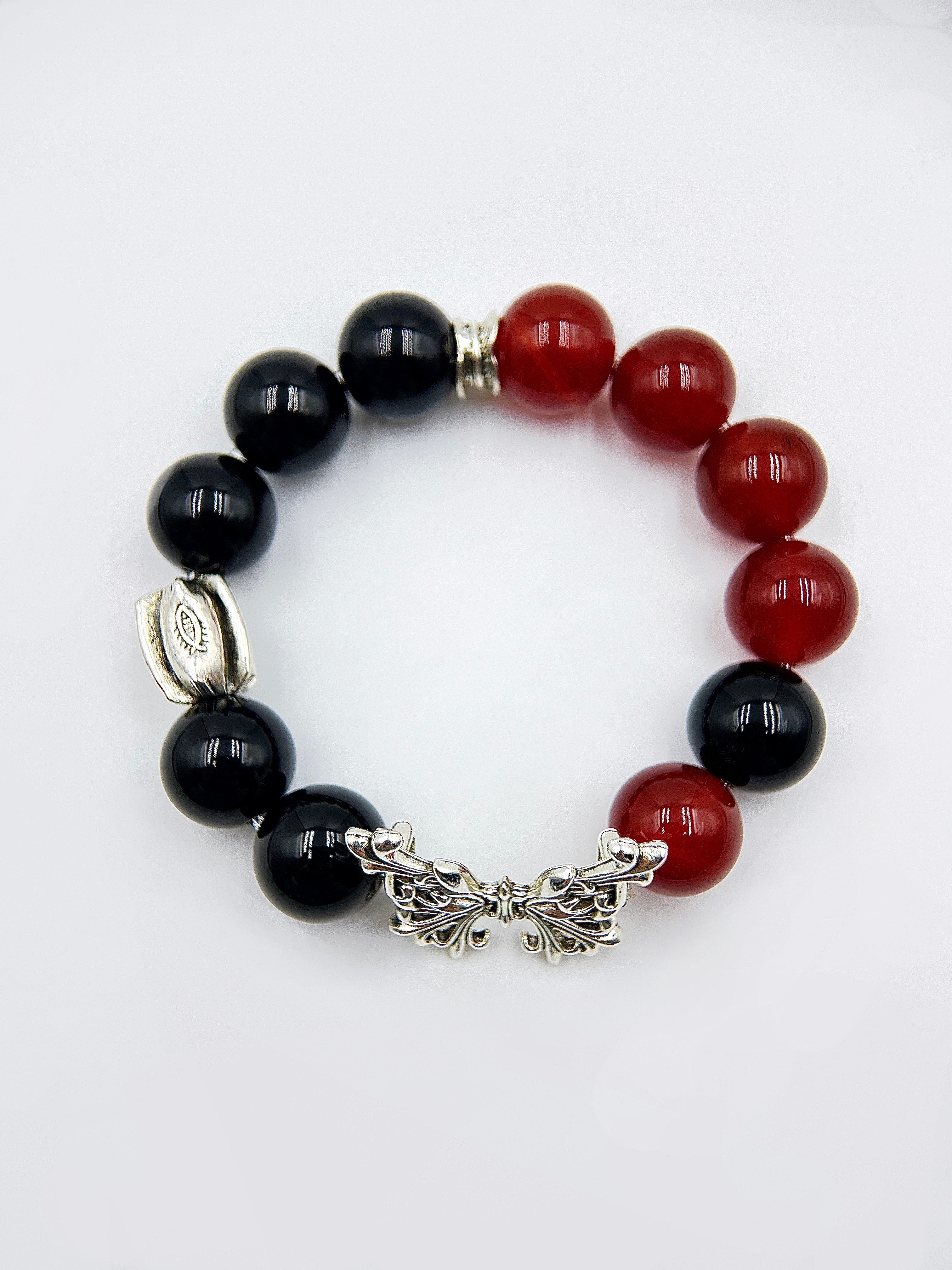 Bracelet à perles papillon en argent pour homme | Onyx Agate