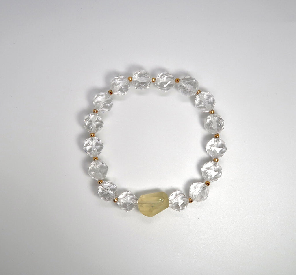 White Crystal&Citrine Sterling Silver Bracelet - DXbracelet