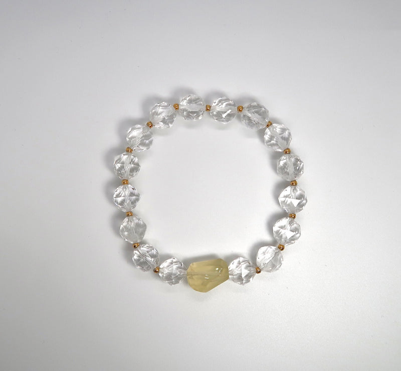 White Crystal&Citrine Sterling Silver Bracelet - DXbracelet