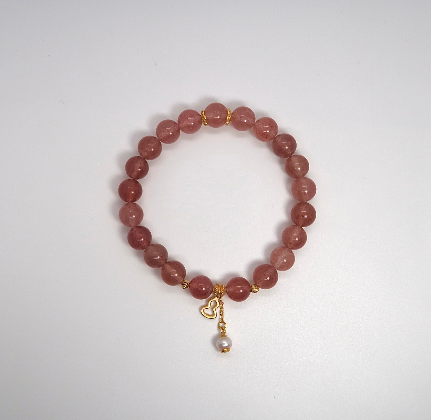 Strawberry Crystal Freshwater Pearl Silver Bracelet - DXbracelet