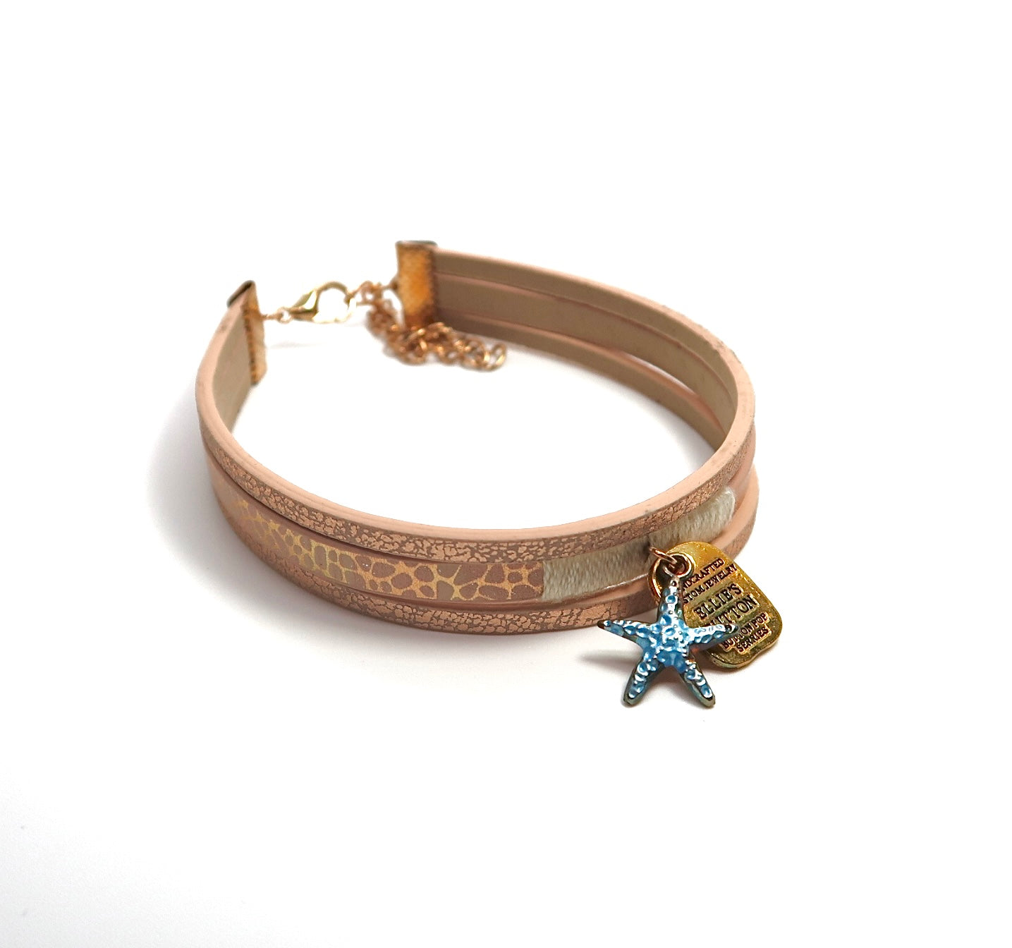 Boho Layered Cotton Cord Bracelet - Starfish Leather Charm - DXbracelet