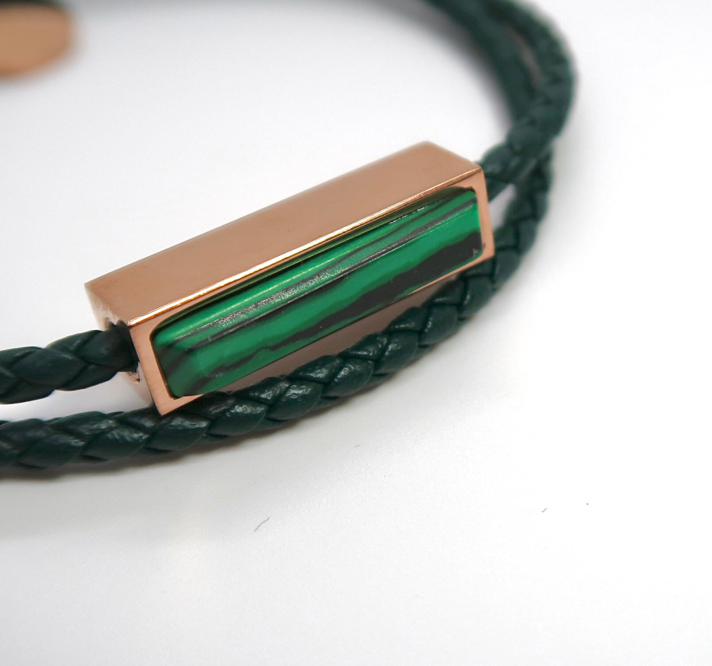 Double loop braided leather bracelet - Laser engraved bracelet - DXbracelet