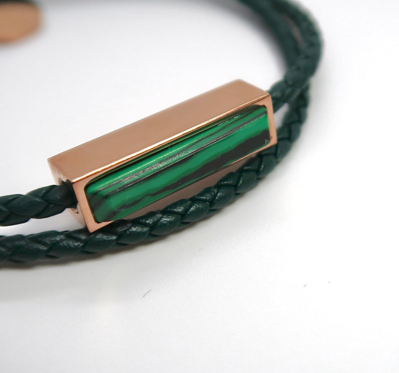 Double loop braided leather bracelet - Laser engraved bracelet - DXbracelet