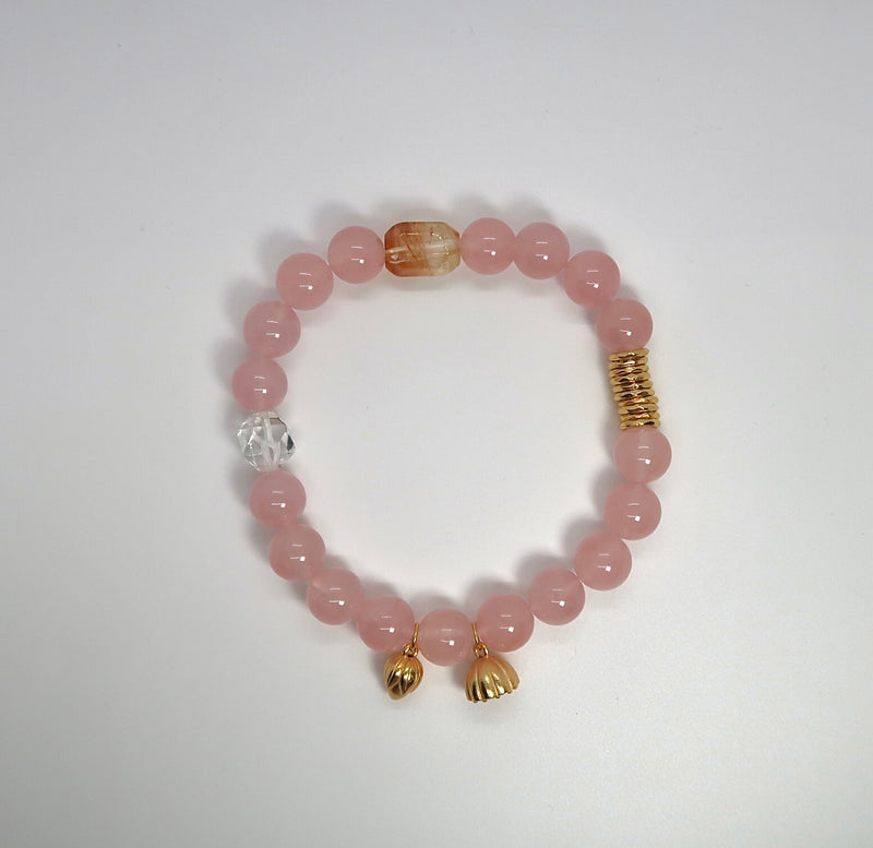 Rose Quartz&Citrine&White Quartz Sterling Silver Bracelet - DXbracelet